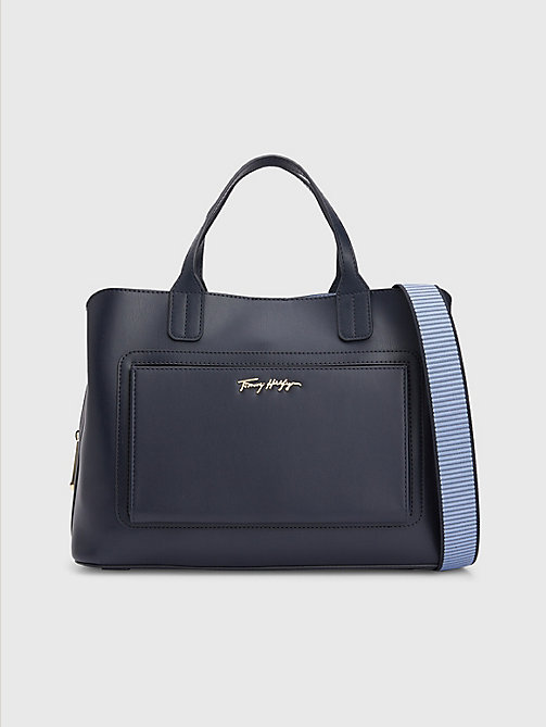 blue iconic satchel for women tommy hilfiger