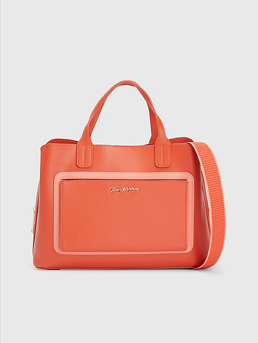 orange iconic satchel for women tommy hilfiger