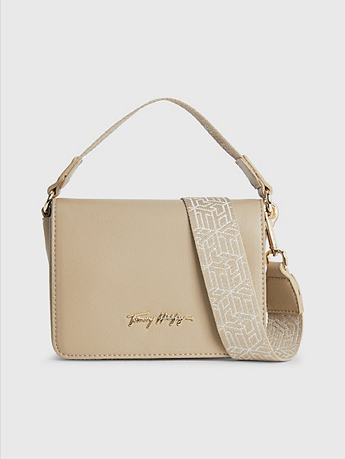 beige logo small crossover bag for women tommy hilfiger