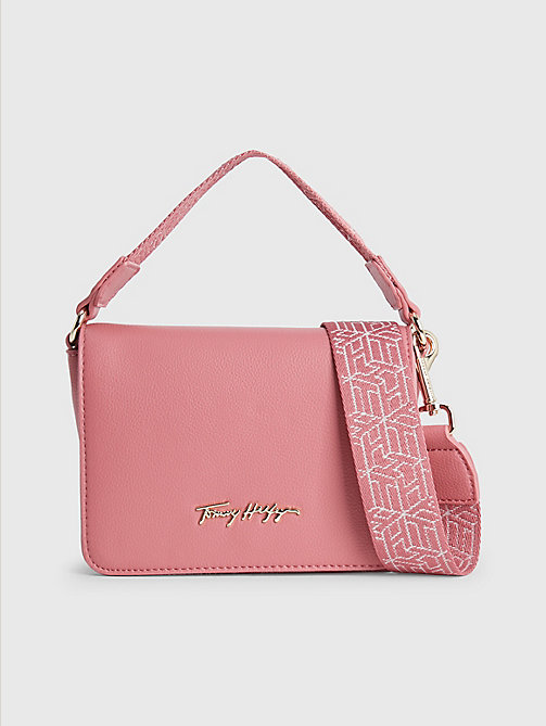 rosa kleine crossbody-tasche mit logo für damen - tommy hilfiger