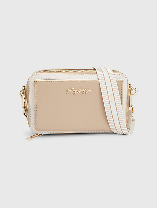 beige iconic crossover camera bag for women tommy hilfiger