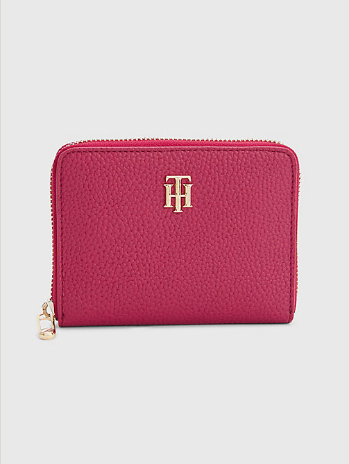 red th monogram medium zip-around wallet for women tommy hilfiger