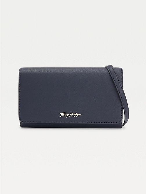 blau brieftasche mit signatur-logo für damen - tommy hilfiger