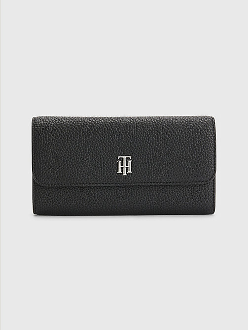black th monogram large phone wallet for women tommy hilfiger