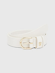 white monogram leather belt for women tommy hilfiger