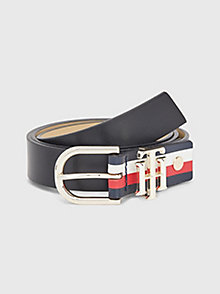 black reversible leather monogram belt for women tommy hilfiger