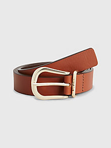 brown signature leather belt for women tommy hilfiger