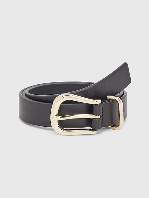 black signature logo leather belt for women tommy hilfiger