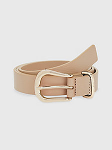 brown signature logo leather belt for women tommy hilfiger