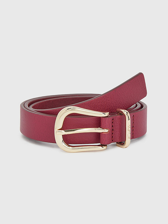 red signature logo leather belt for women tommy hilfiger