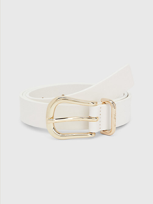 white signature logo leather belt for women tommy hilfiger