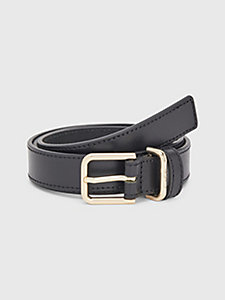 black signature square buckle leather belt for women tommy hilfiger