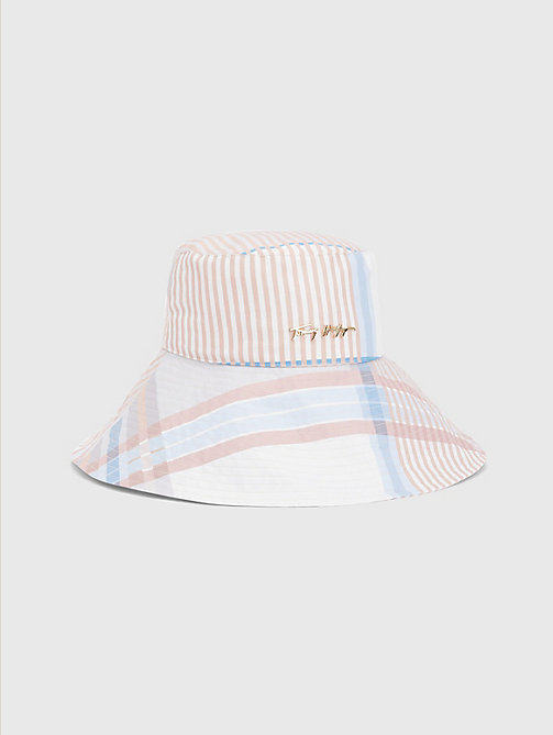 pink iconic oversized brim bucket hat for women tommy hilfiger