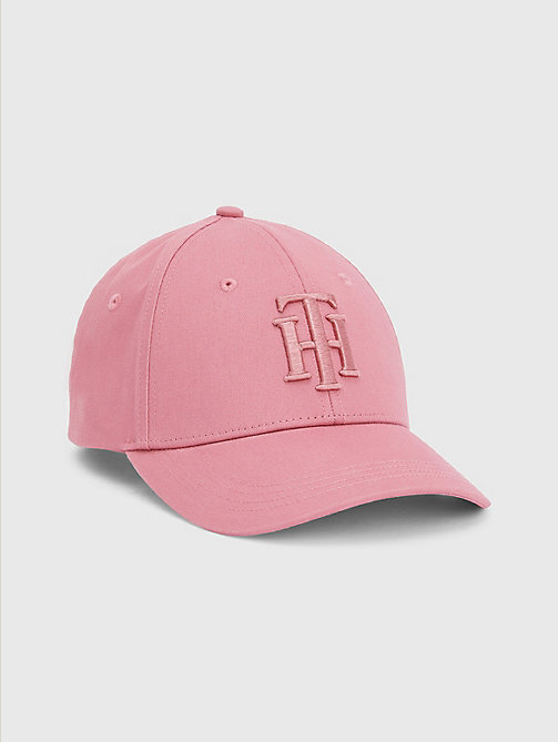 cappello in cotone biologico con monogramma rosa da women tommy hilfiger