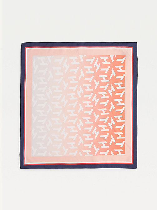 oranje iconic zijden bandana met monogram voor dames - tommy hilfiger