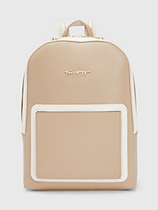 beige iconic signature backpack for women tommy hilfiger