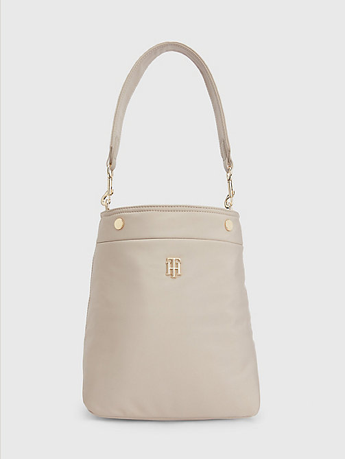 beige monogram hobo bag for women tommy hilfiger