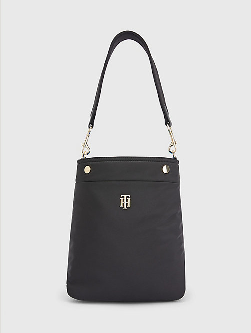 черный сумка-хобо с монограммой th для женщины - tommy hilfiger