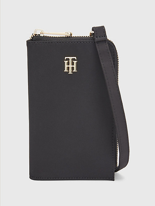 black monogram crossbody phone wallet for women tommy hilfiger