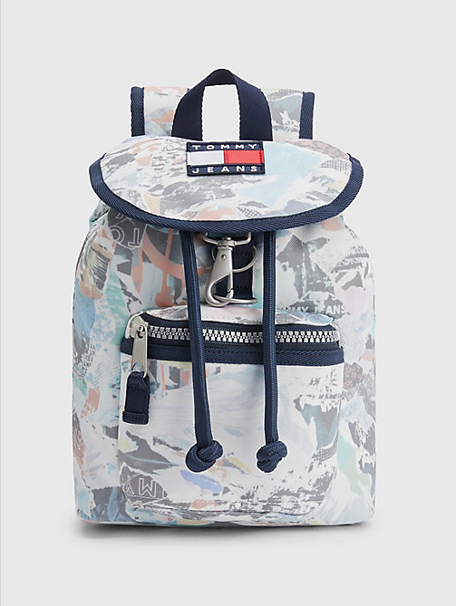 beige heritage print backpack for women tommy jeans