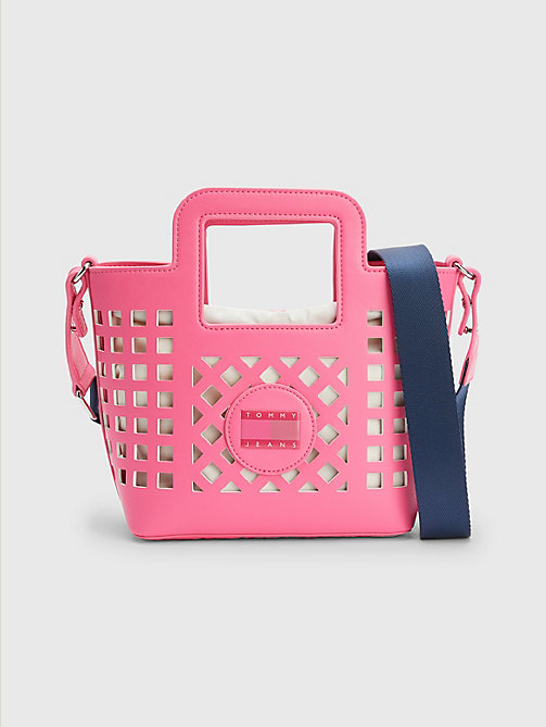pink retro basket tote for women tommy jeans