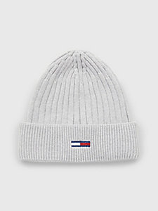 grey flag embroidery beanie for women tommy jeans