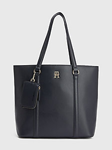 blue th monogram plaque tote for women tommy hilfiger