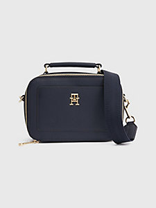 blue iconic th monogram crossover bag for women tommy hilfiger