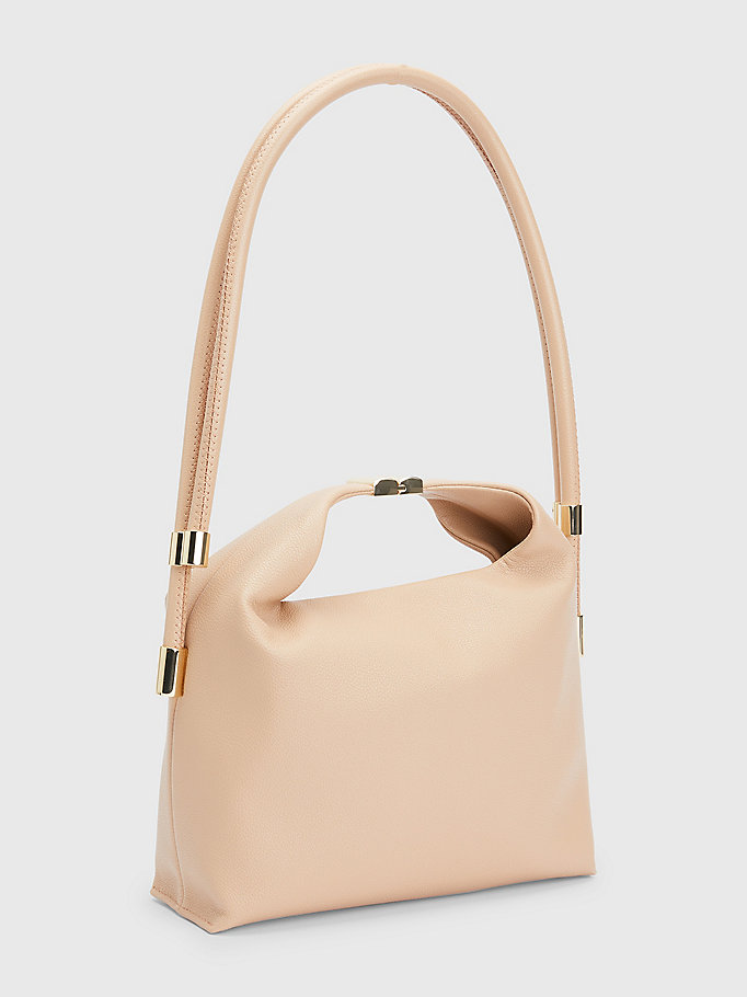 beige th monogram shoulder bag for women tommy hilfiger