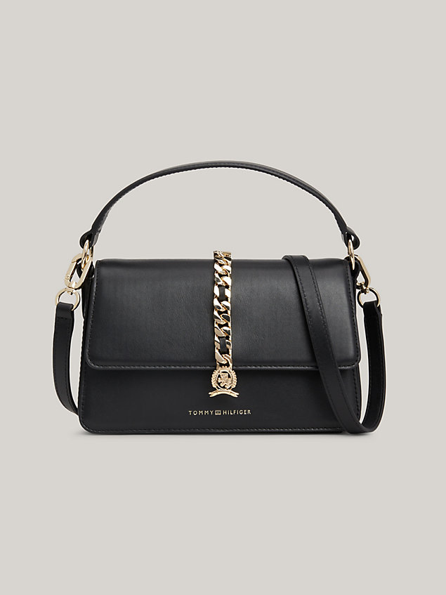 black chain leather small crossover bag for women tommy hilfiger