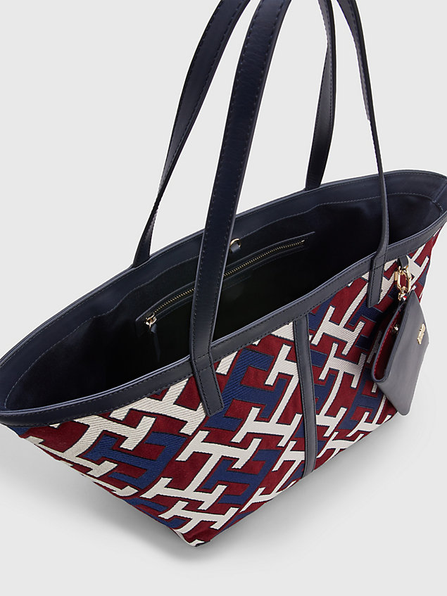 bolso tote heritage th monogram blue de mujer tommy hilfiger