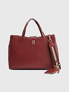 red pebble grain satchel for women tommy hilfiger