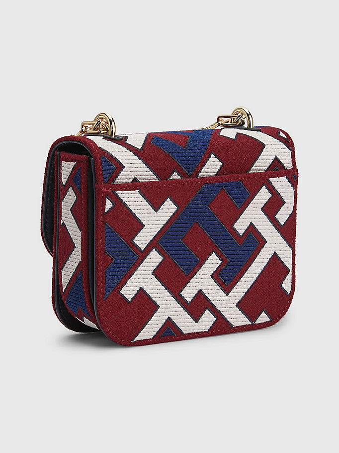 blue th monogram small turn lock crossover bag for women tommy hilfiger