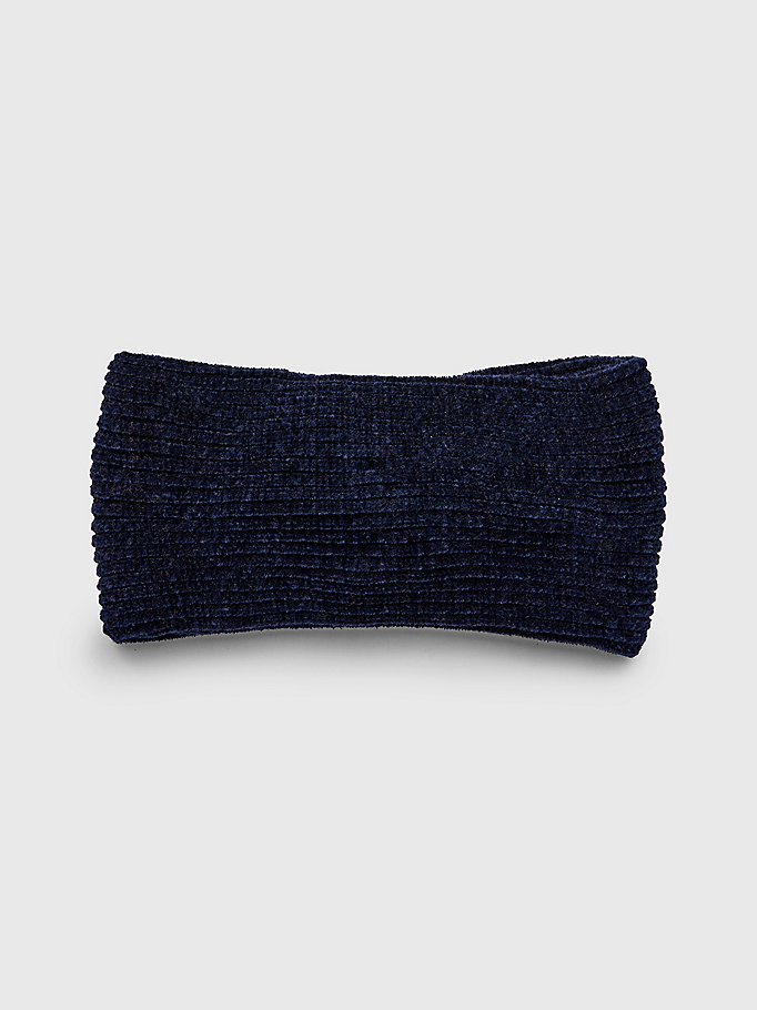 blue girls' organic cotton headband for girls tommy hilfiger