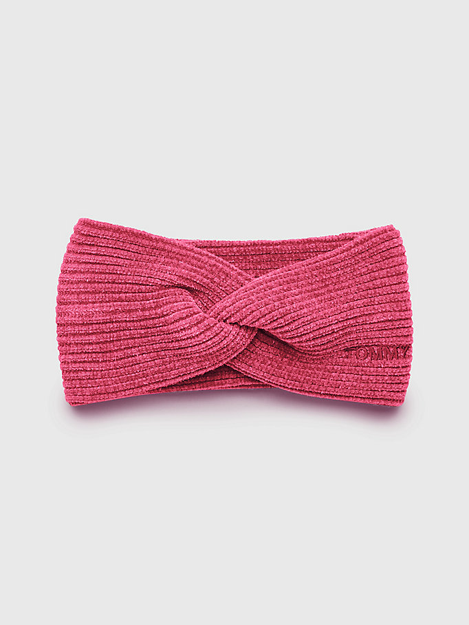 pink girls' organic cotton headband for girls tommy hilfiger