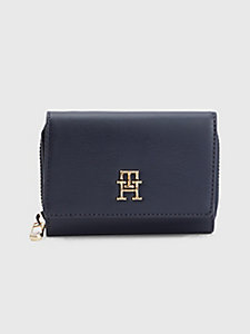 blue iconic medium flap wallet for women tommy hilfiger