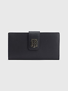 black large flap wallet for women tommy hilfiger