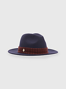 blue elevated th monogram wool fedora for women tommy hilfiger
