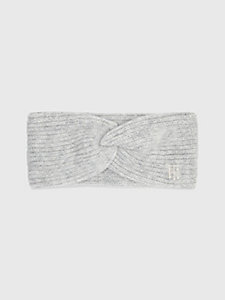 grey rib-knit th monogram headband for women tommy hilfiger