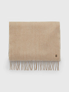 brown fringed cashmere and wool scarf for women tommy hilfiger