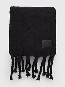 black th modern fluffy scarf for women tommy hilfiger