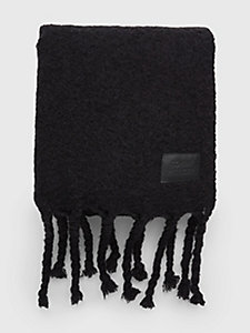 black th modern fluffy scarf for women tommy hilfiger