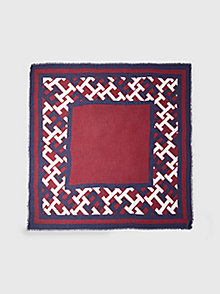blauw th monogram iconic sjaal met print voor women - tommy hilfiger