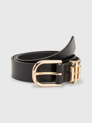TH Monogram Keeper Leather Belt | BLACK | Tommy Hilfiger