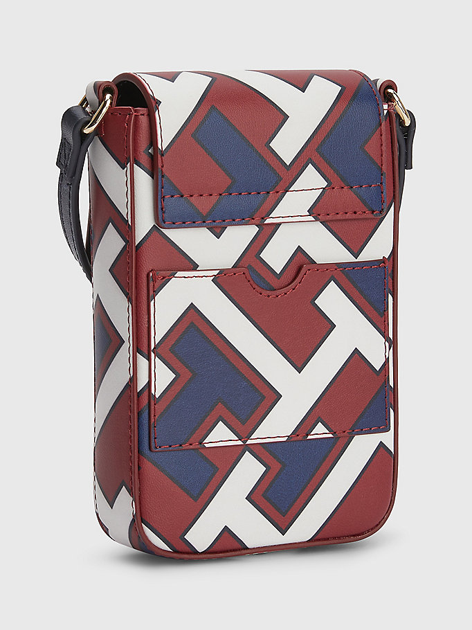 red th monogram iconic phone pouch for women tommy hilfiger