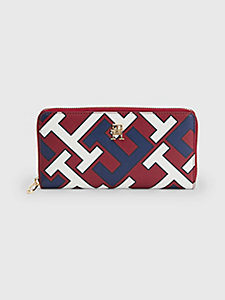 red iconic monogram large wallet for women tommy hilfiger