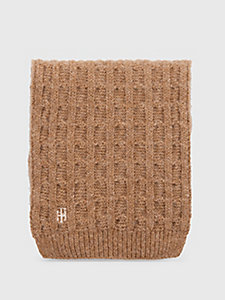 brown cable knit scarf for women tommy hilfiger