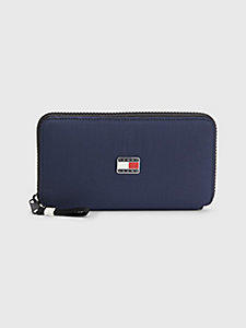 blue large zip-around wallet for women tommy jeans