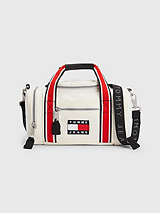 white contrast duffel bag for women tommy jeans