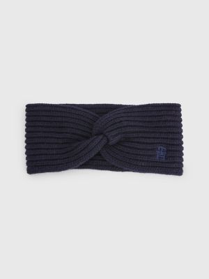 Rib Knit Monogram Headband BLUE Tommy Hilfiger